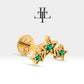 Üçlü Yıldız Yeşil Garnet Piercing, 8 MM , 1.2 MM, 14K Sarı-Beyaz-Kırmızı Altın | LP00042G
