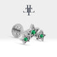 Üçlü Yıldız Yeşil Garnet Piercing, 8 MM , 1.2 MM, 14K Sarı-Beyaz-Kırmızı Altın | LP00042G