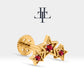 Üçlü Yıldız Yakut Piercing, 8 MM , 1.2 MM, 14K Sarı-Beyaz-Kırmızı Altın | LP00042R