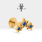 Üçlü Yıldız Safirli Piercing, 8 MM , 1.2 MM, 14K Sarı-Beyaz-Kırmızı Altın | LP00042S