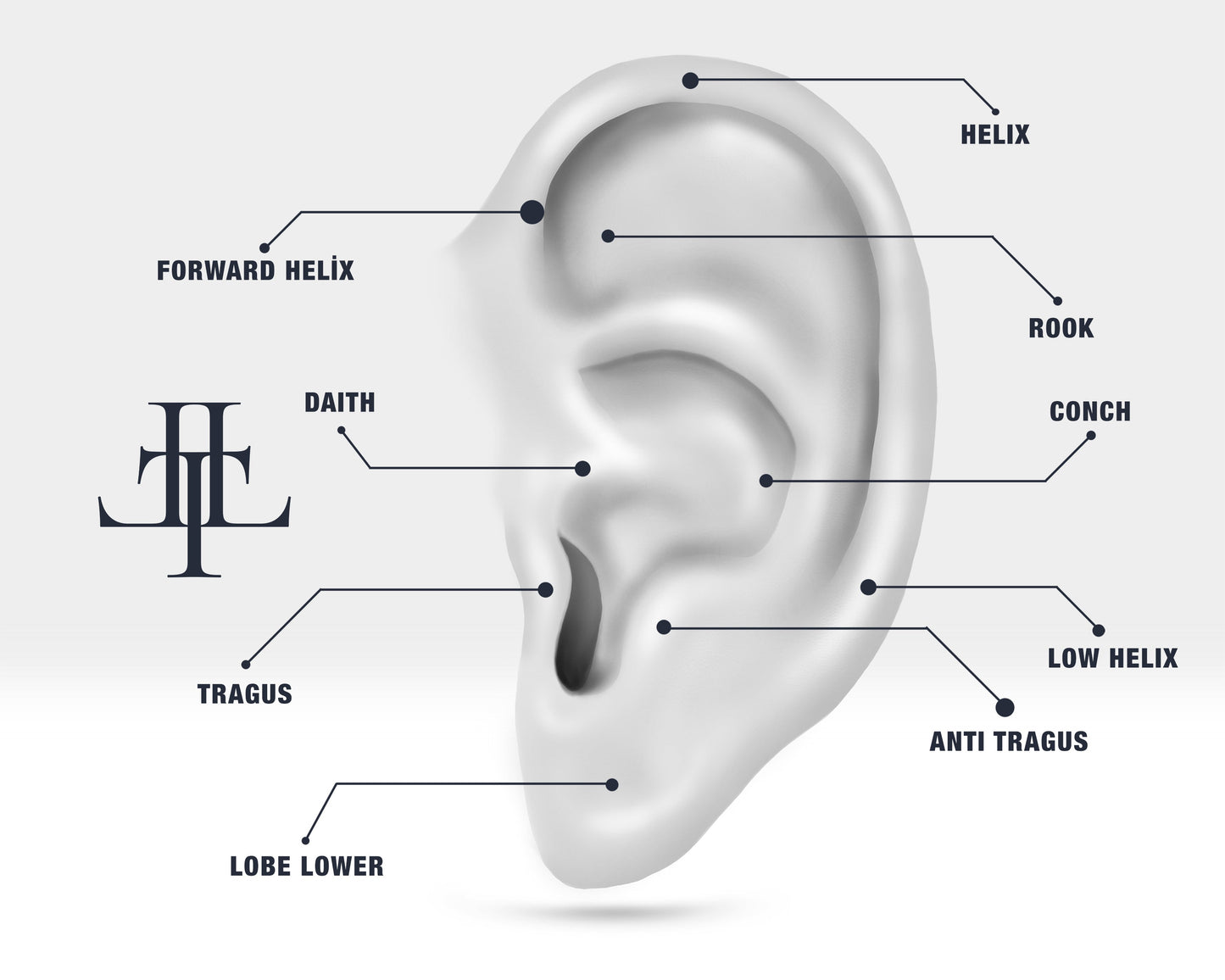 Piramit Siyah Pırlantalı Piercing, 8 MM , 1.2 MM, 14K Sarı-Beyaz-Kırmızı Altın | LP00003B