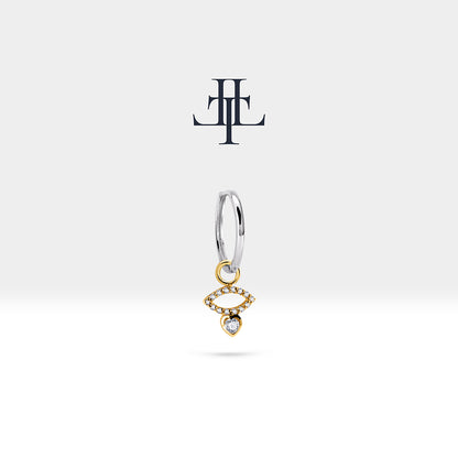 Pırlanta Göz Sallantılı Küpe, 12 MM , 14K Sarı-Beyaz-Kırmızı Altın | LE00055D