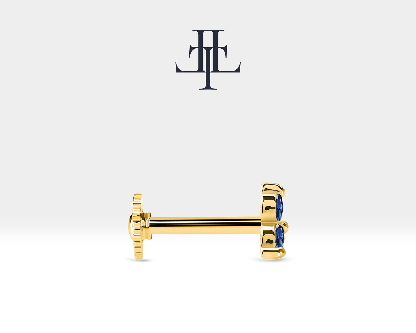 Üçlü Safir Piercing, 8 MM , 1.2 MM, 14K Sarı-Beyaz-Kırmızı Altın | LP00021S