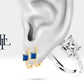 Prenses Safir ve Pırlantalı Küpe, 12 MM , 14K Sarı-Beyaz-Kırmızı Altın | LE00010DS