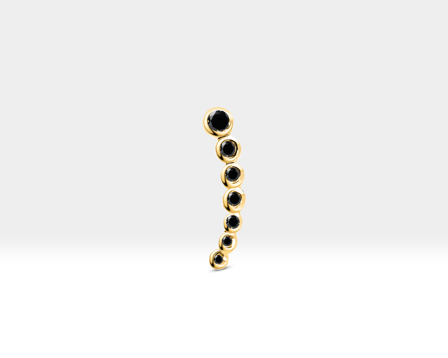 Süzme Siyah Pırlantalı Piercing, 8 MM , 1.2 MM, 14K Sarı-Beyaz-Kırmızı Altın | LP00005B