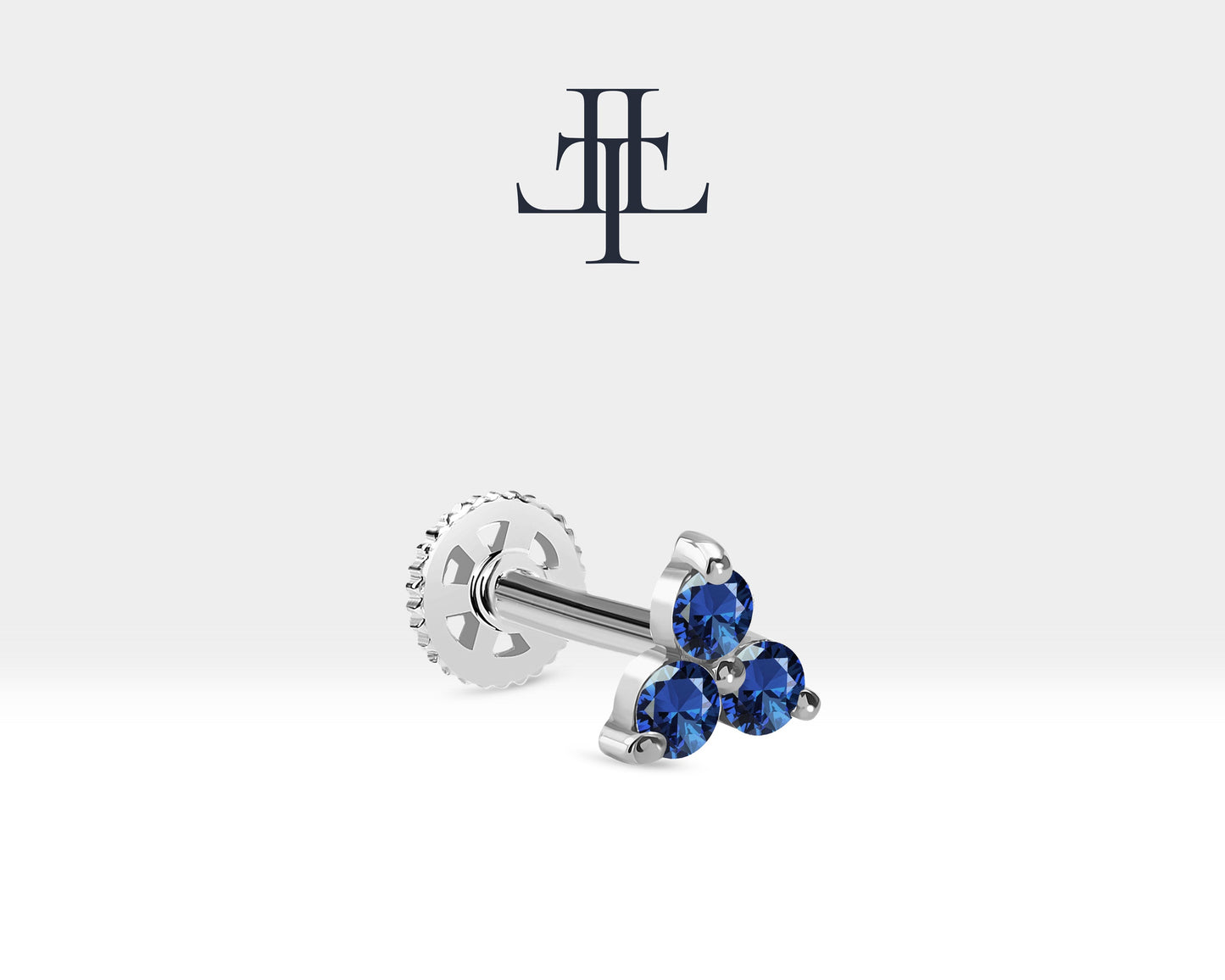Üçlü Safir Piercing, 8 MM , 1.2 MM, 14K Sarı-Beyaz-Kırmızı Altın | LP00021S