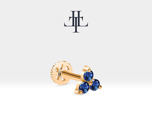 Üçlü Safir Piercing, 8 MM , 1.2 MM, 14K Sarı-Beyaz-Kırmızı Altın | LP00021S