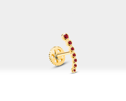 Süzme Yakutlu Piercing, 8 MM , 1.2 MM, 14K Sarı-Beyaz-Kırmızı Altın | LP00005R