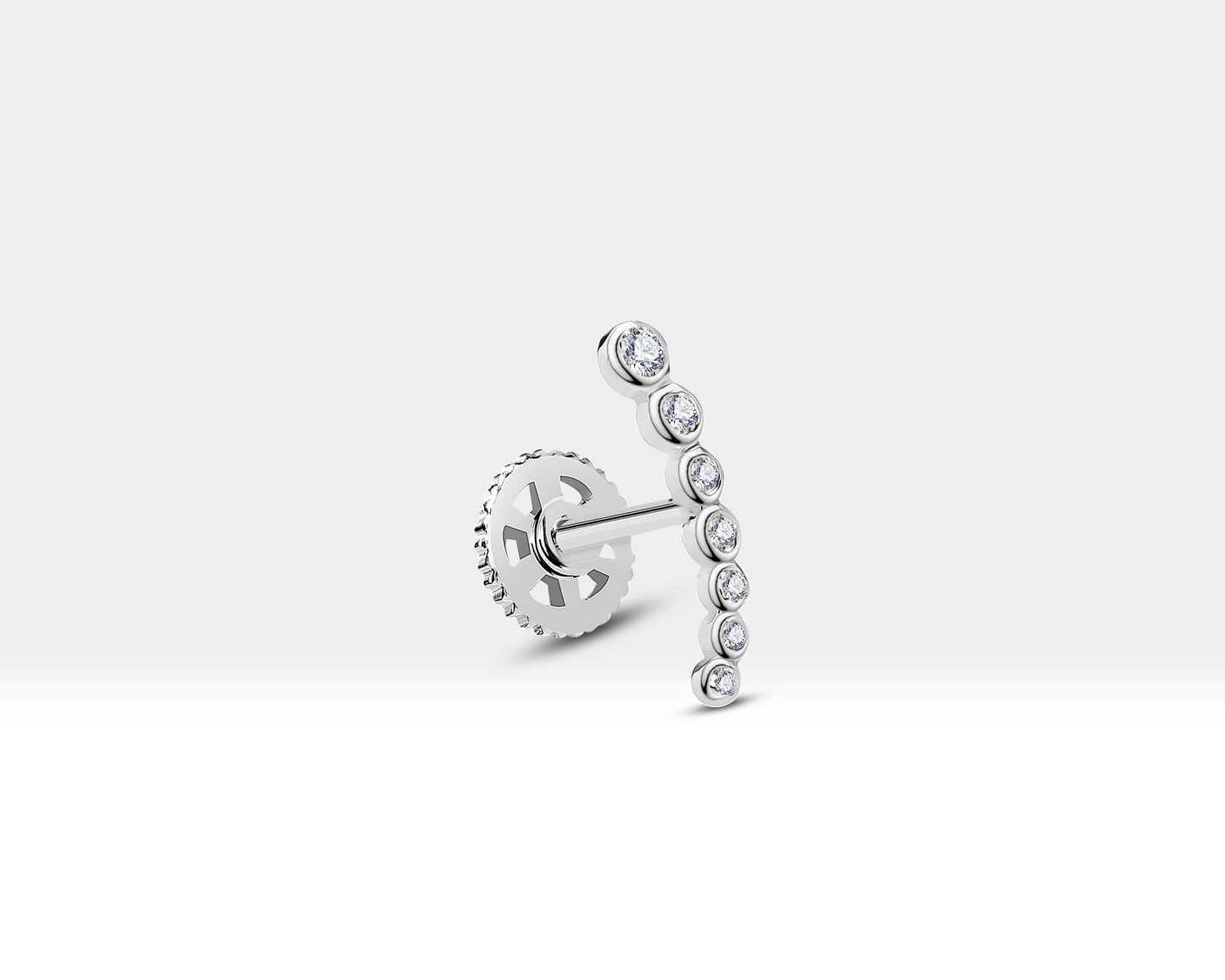 Süzme Pırlantalı Piercing, 8 MM , 1.2 MM, 14K Sarı-Beyaz-Kırmızı Altın | LP00005D