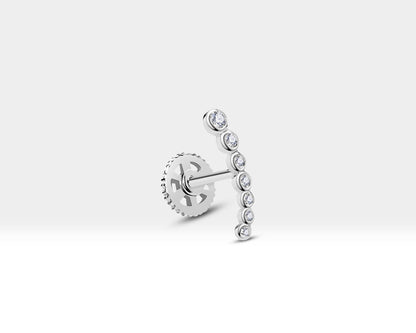 Süzme Pırlantalı Piercing, 8 MM , 1.2 MM, 14K Sarı-Beyaz-Kırmızı Altın | LP00005D