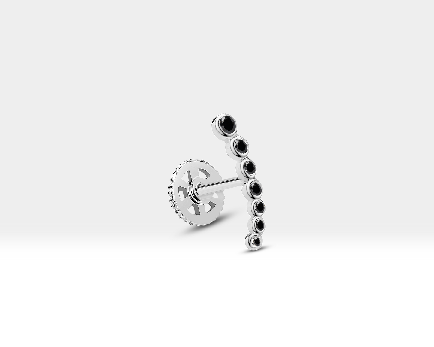 Süzme Siyah Pırlantalı Piercing, 8 MM , 1.2 MM, 14K Sarı-Beyaz-Kırmızı Altın | LP00005B