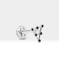 Piramit Siyah Pırlantalı Piercing, 8 MM , 1.2 MM, 14K Sarı-Beyaz-Kırmızı Altın | LP00003B