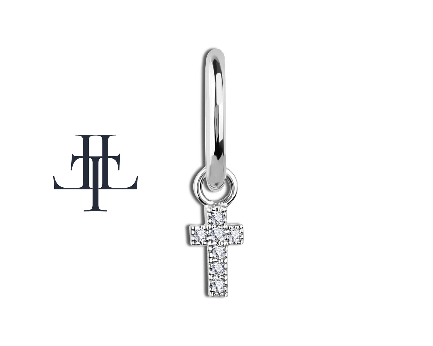 Pırlanta Haç Sallantılı Küpe, 13 MM , 14K Sarı-Beyaz-Kırmızı Altın | LE00034D