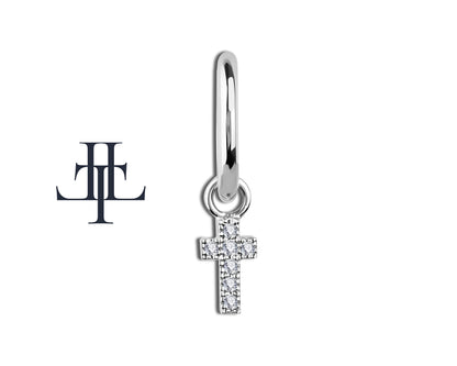 Pırlanta Haç Sallantılı Küpe, 13 MM , 14K Sarı-Beyaz-Kırmızı Altın | LE00034D