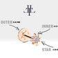 İştar Yıldızı Pırlantalı Piercing, 8 MM , 1.2 MM, 14K Sarı-Beyaz-Kırmızı Altın | LP00016D