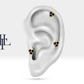 Üçlü Siyah Pırlanta Piercing, 8 MM , 1.2 MM, 14K Sarı-Beyaz-Kırmızı Altın | LP00021B