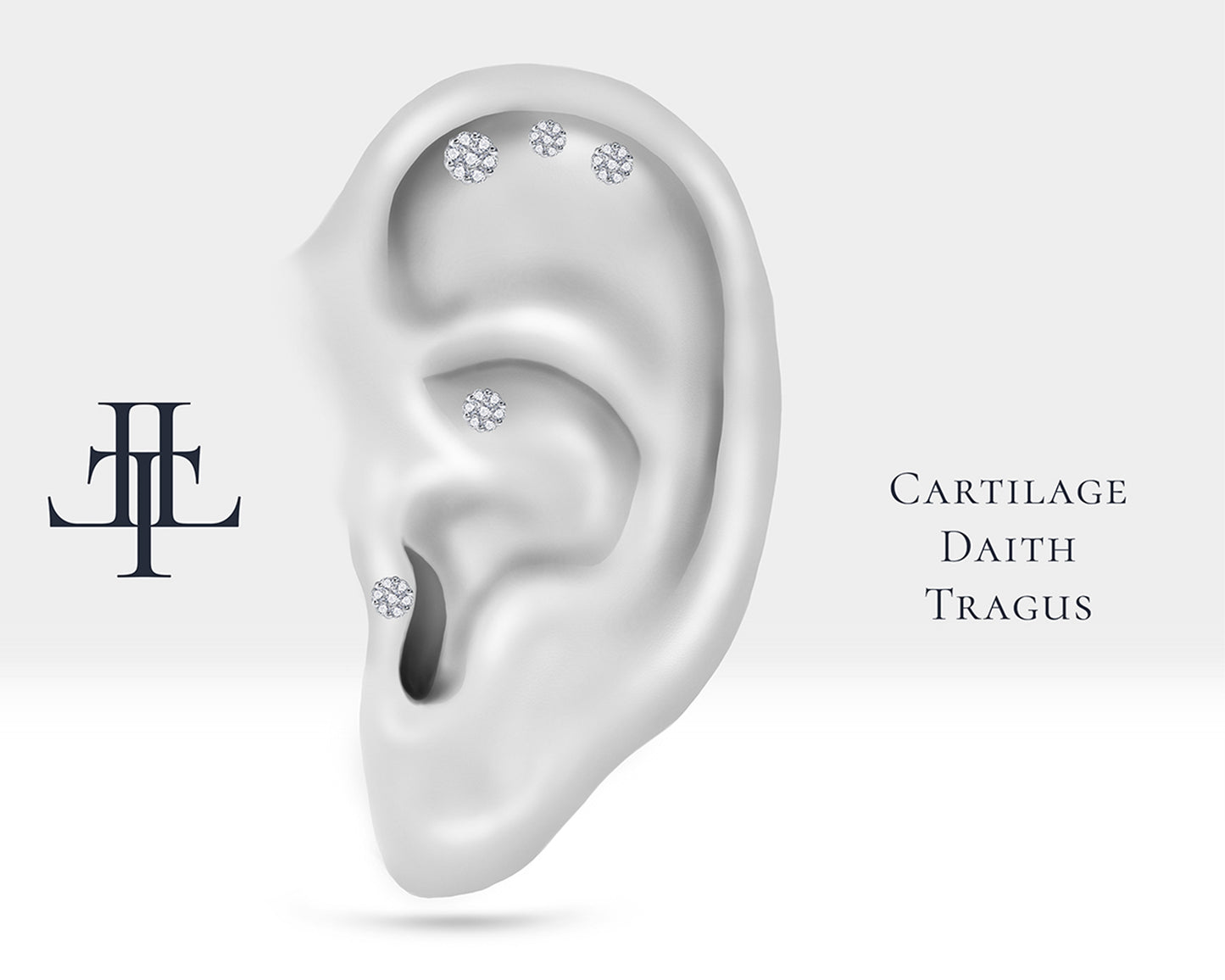 Pırlantalı Piercing, 8 MM , 1.2 MM, 14K Sarı-Beyaz-Kırmızı Altın | LP00040D