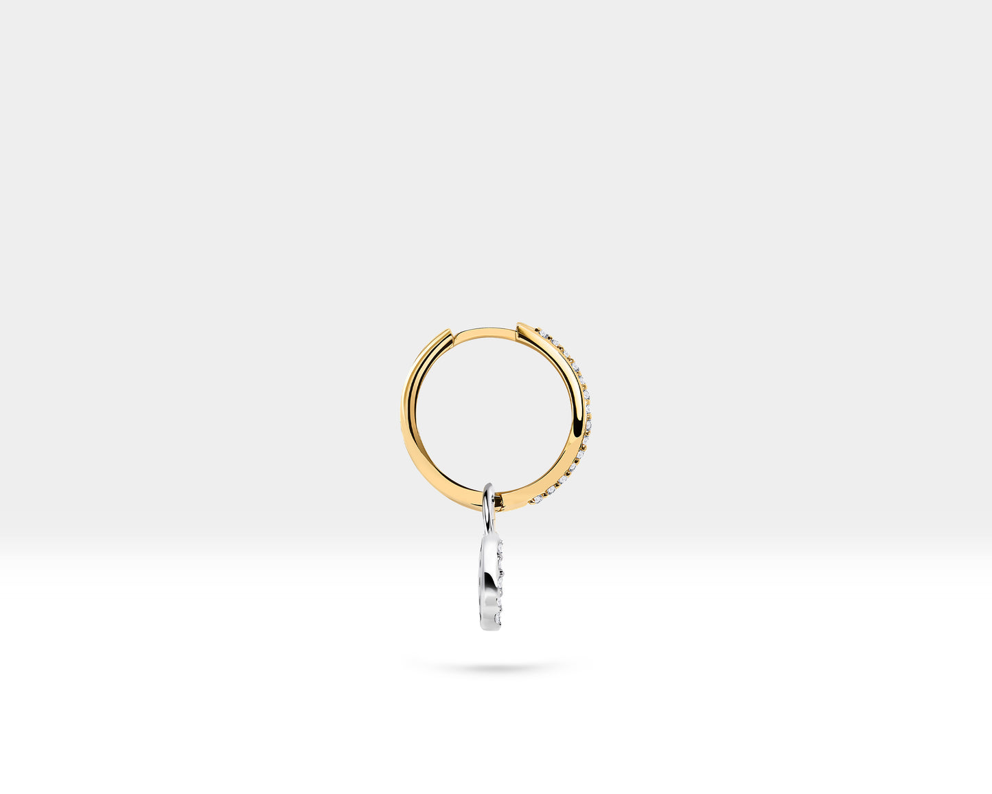 Mekik Sallantılı Küpe, 14 MM , 14K Sarı-Beyaz-Kırmızı Altın | LE00051D