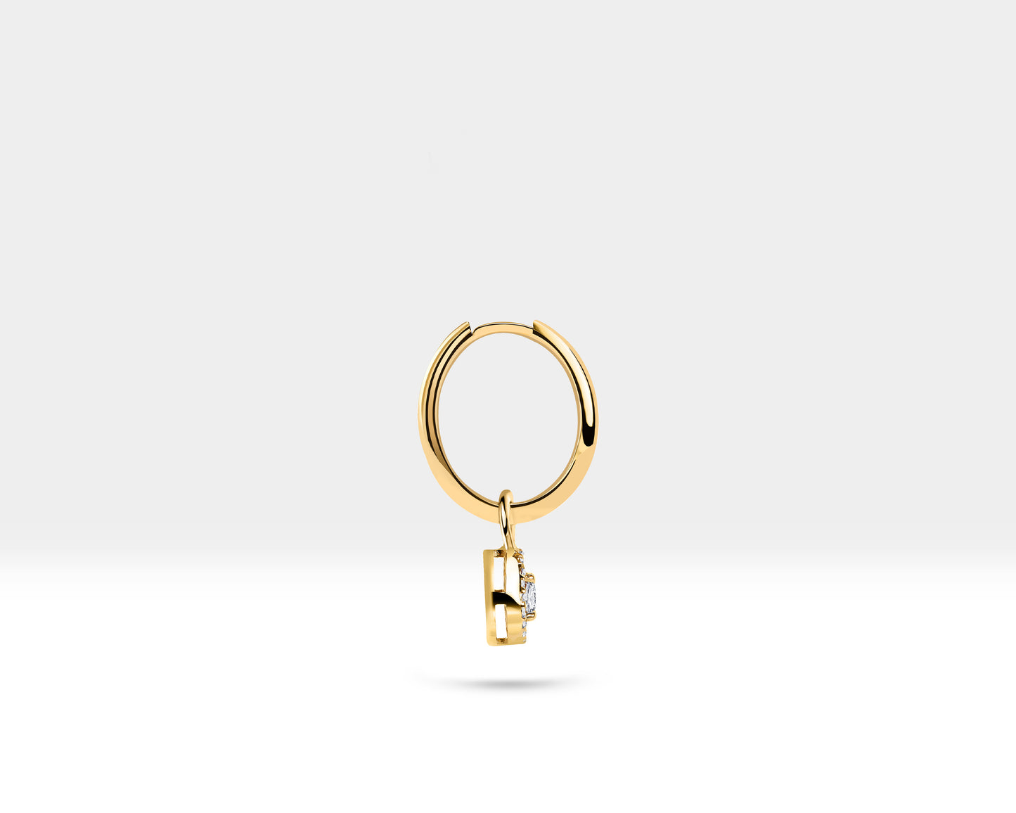 Yuvarlak Siyah Pırlanta Sallantılı Küpe, 12 MM , 14K Sarı-Beyaz-Kırmızı Altın | LE00062D