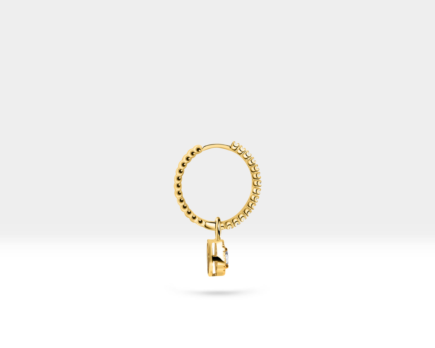 Yuvarlak Pırlanta Sallantılı Küpe, 17 MM , 14K Sarı-Beyaz-Kırmızı Altın | LE00061D