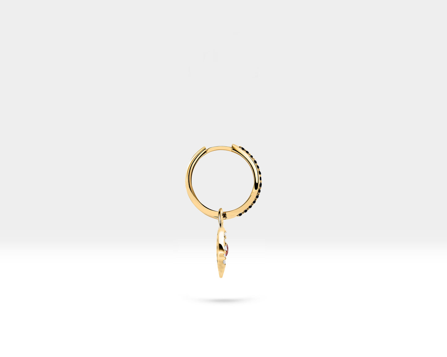 Kahverengi Pırlanta Sallantılı Küpe, 12 MM , 14K Sarı-Beyaz-Kırmızı Altın | LE00052DB