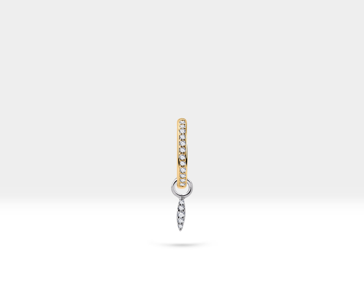 Mekik Sallantılı Küpe, 14 MM , 14K Sarı-Beyaz-Kırmızı Altın | LE00051D