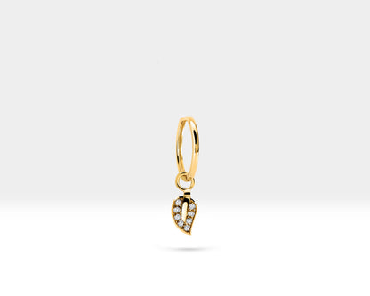 Su Yeşili Safir Yapraklı Sallantı Küpe, 13 MM , 14K Sarı-Beyaz-Kırmızı Altın | LE00058S