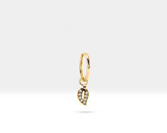 Su Yeşili Safir Yapraklı Sallantı Küpe, 13 MM , 14K Sarı-Beyaz-Kırmızı Altın | LE00058S