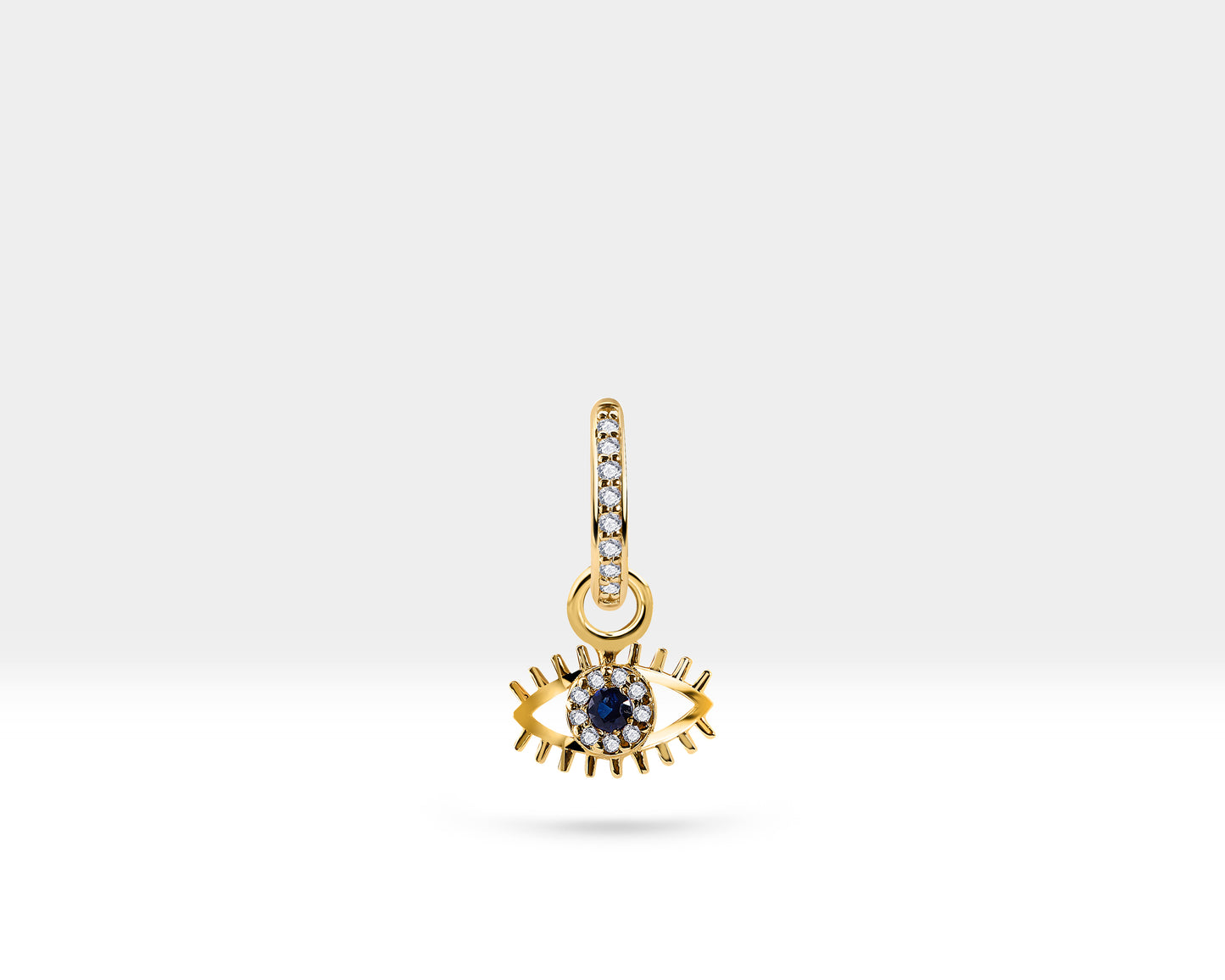 Safir Göz Sallantılı Küpe, 9 MM , 14K Sarı-Beyaz-Kırmızı Altın | LE00064DS