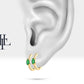 Markiz Zümrüt ve Pırlantalı Küpe, 12 MM , 14K Sarı-Beyaz-Kırmızı Altın | LE00003DE