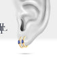 Markiz Safir ve Pırlantalı Küpe, 12 MM , 14K Sarı-Beyaz-Kırmızı Altın | LE00003DS