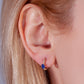 Oval Safir ve Pırlantalı Küpe, 12 MM , 14K Sarı-Beyaz-Kırmızı Altın | LE00021DS