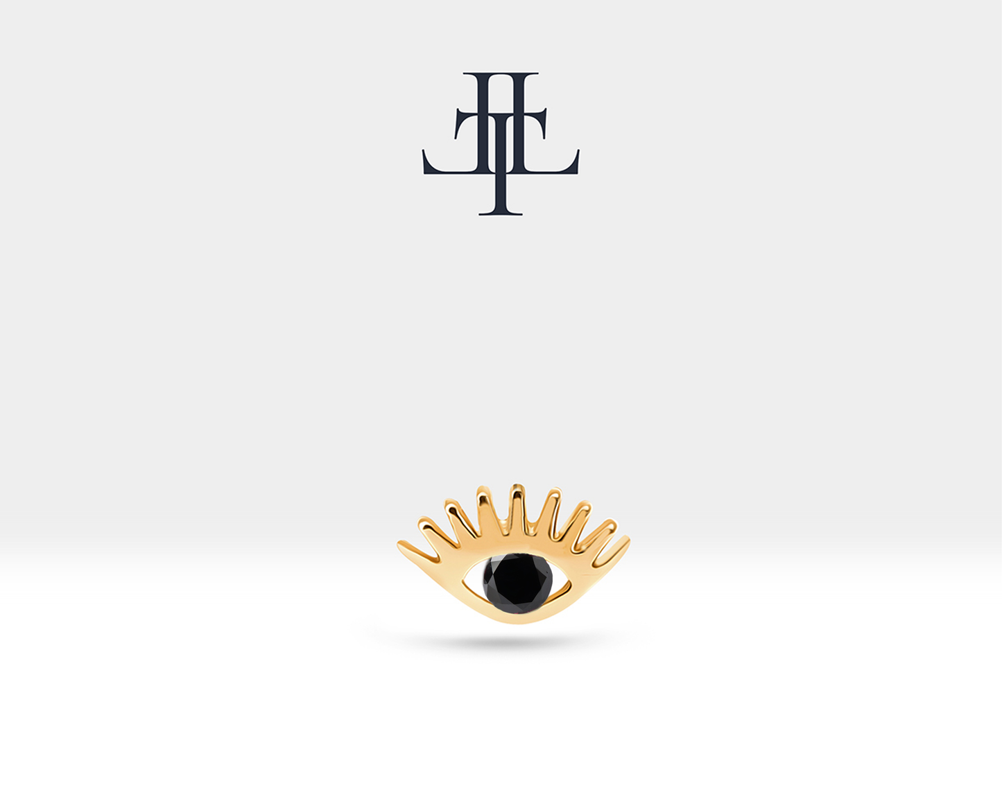 Siyah Pırlantalı Göz Piercing, 8 MM , 1.2 MM, 14K Sarı-Beyaz-Kırmızı Altın | LP00012B
