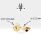 Siyah Pırlantalı Göz Piercing, 8 MM , 1.2 MM, 14K Sarı-Beyaz-Kırmızı Altın | LP00012B