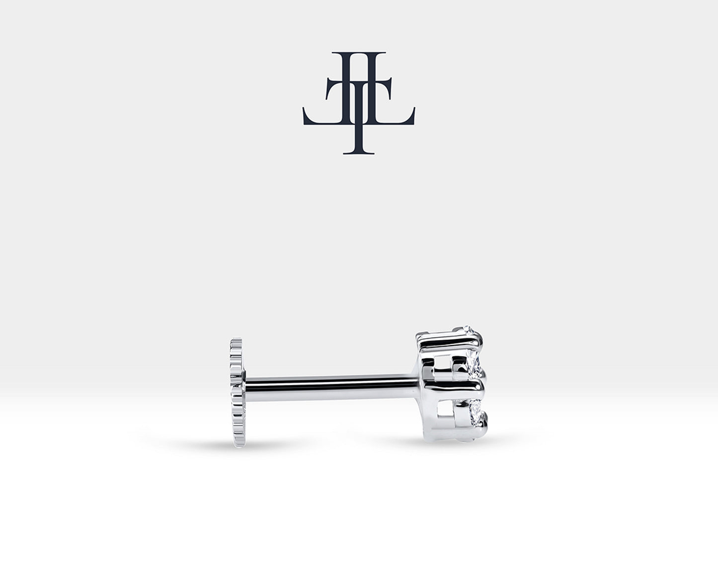 Pırlantalı Piercing, 8 MM , 1.2 MM, 14K Sarı-Beyaz-Kırmızı Altın | LP00040D