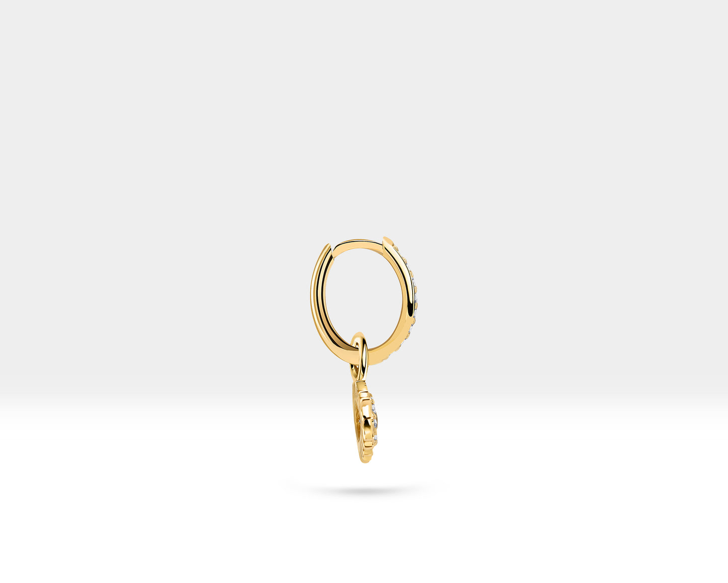 Safir Göz Sallantılı Küpe, 9 MM , 14K Sarı-Beyaz-Kırmızı Altın | LE00064DS