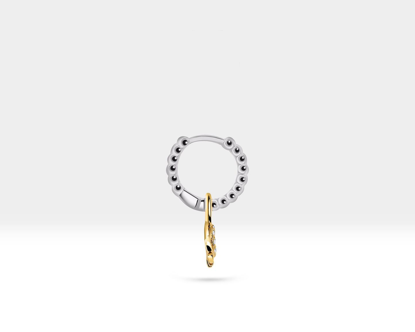 Yeşil Garnet Göz Sallantılı Küpe, 11 MM , 14K Sarı-Beyaz-Kırmızı Altın | LE00066DG