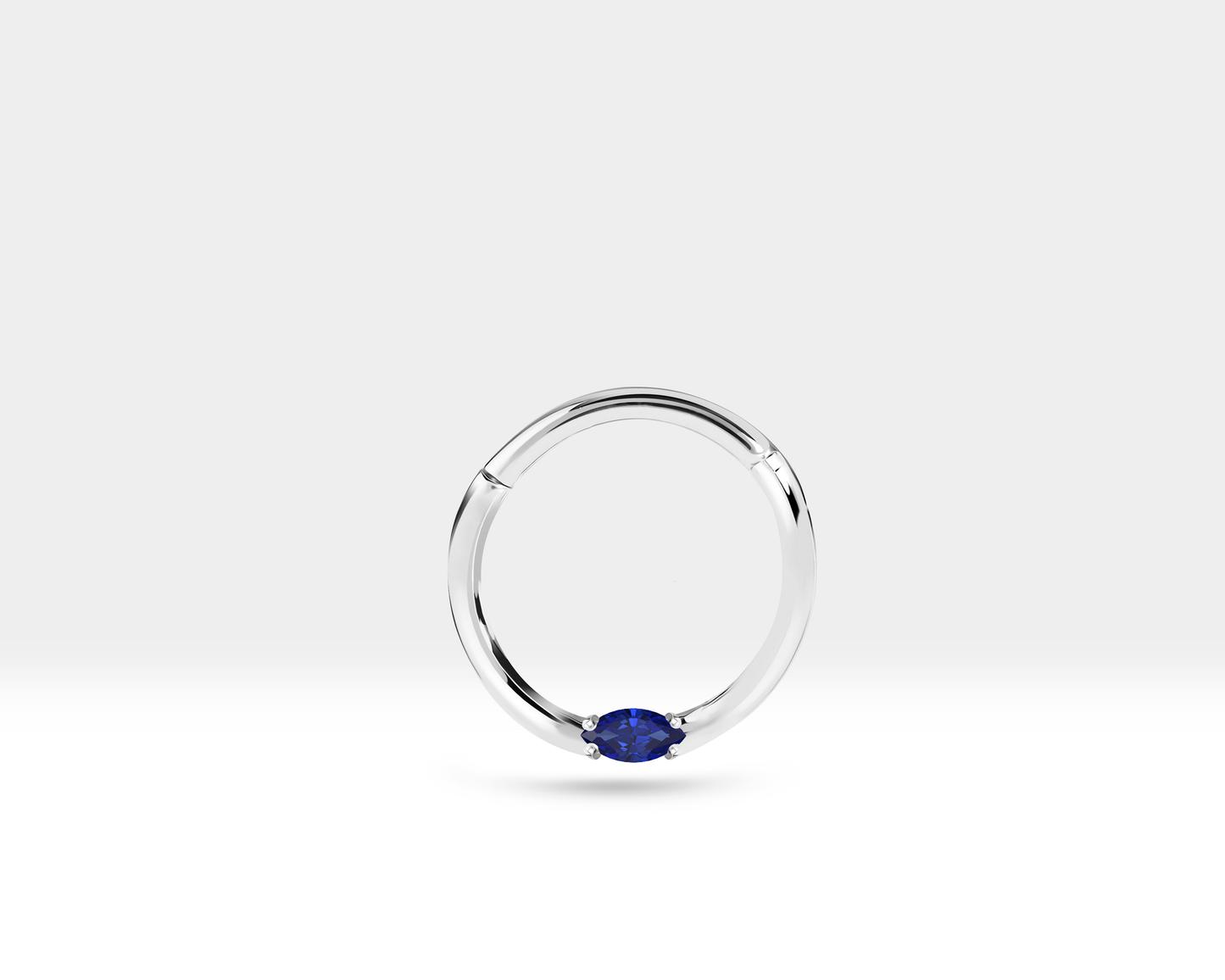 Markiz Safirli Halka Piercing, 10-12 MM , 1.2 MM, 14K Sarı-Beyaz-Kırmızı Altın | LC00028S