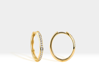 Halka Pırlantalı Küpe, 8-17 MM , 14K Sarı-Beyaz-Kırmızı Altın | LE00035D