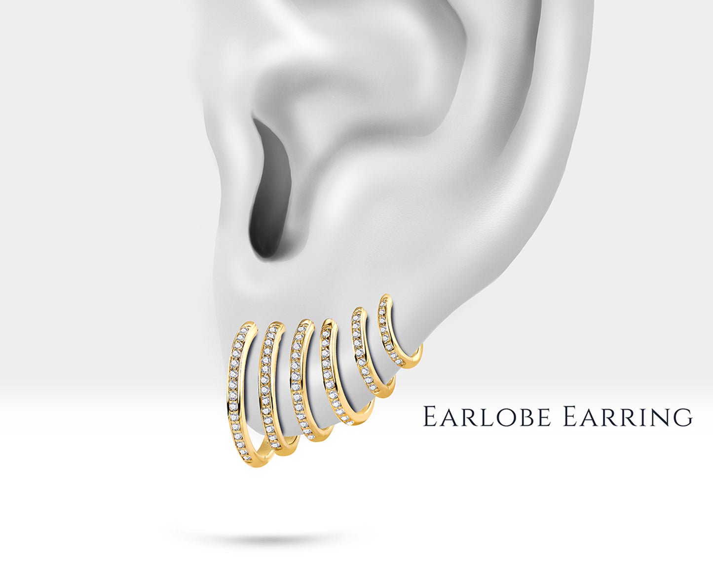 Halka Pırlantalı Küpe, 8-17 MM , 14K Sarı-Beyaz-Kırmızı Altın | LE00035D