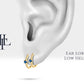 Safir ve Pırlantalı Küpe, 12 MM , 14K Sarı-Beyaz-Kırmızı Altın | LE00004DS