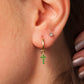 Yeşil Garnet Haç Sallantılı Küpe, 13 MM , 14K Sarı-Beyaz-Kırmızı Altın | LE00034G