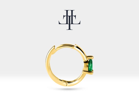 Damla Zümrüt Küpe, 12 MM , 14K Sarı-Beyaz-Kırmızı Altın | LE00009E