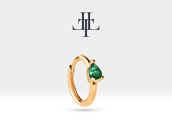 Damla Zümrüt Küpe, 12 MM , 14K Sarı-Beyaz-Kırmızı Altın | LE00009E