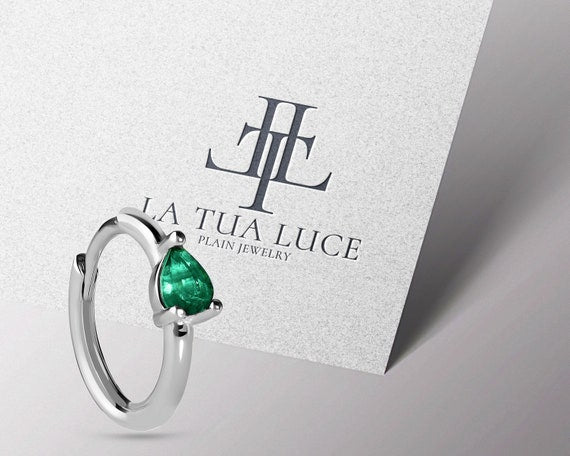 Damla Zümrüt Küpe, 12 MM , 14K Sarı-Beyaz-Kırmızı Altın | LE00009E