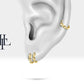 Pırlantalı Kare Motifli Küpe, 9.50 MM , 14K Sarı-Beyaz-Kırmızı Altın | LE00012D