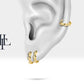 Pırlantalı Altıgen Motifli Küpe, 9.50 MM , 14K Sarı-Beyaz-Kırmızı Altın | LE00016D