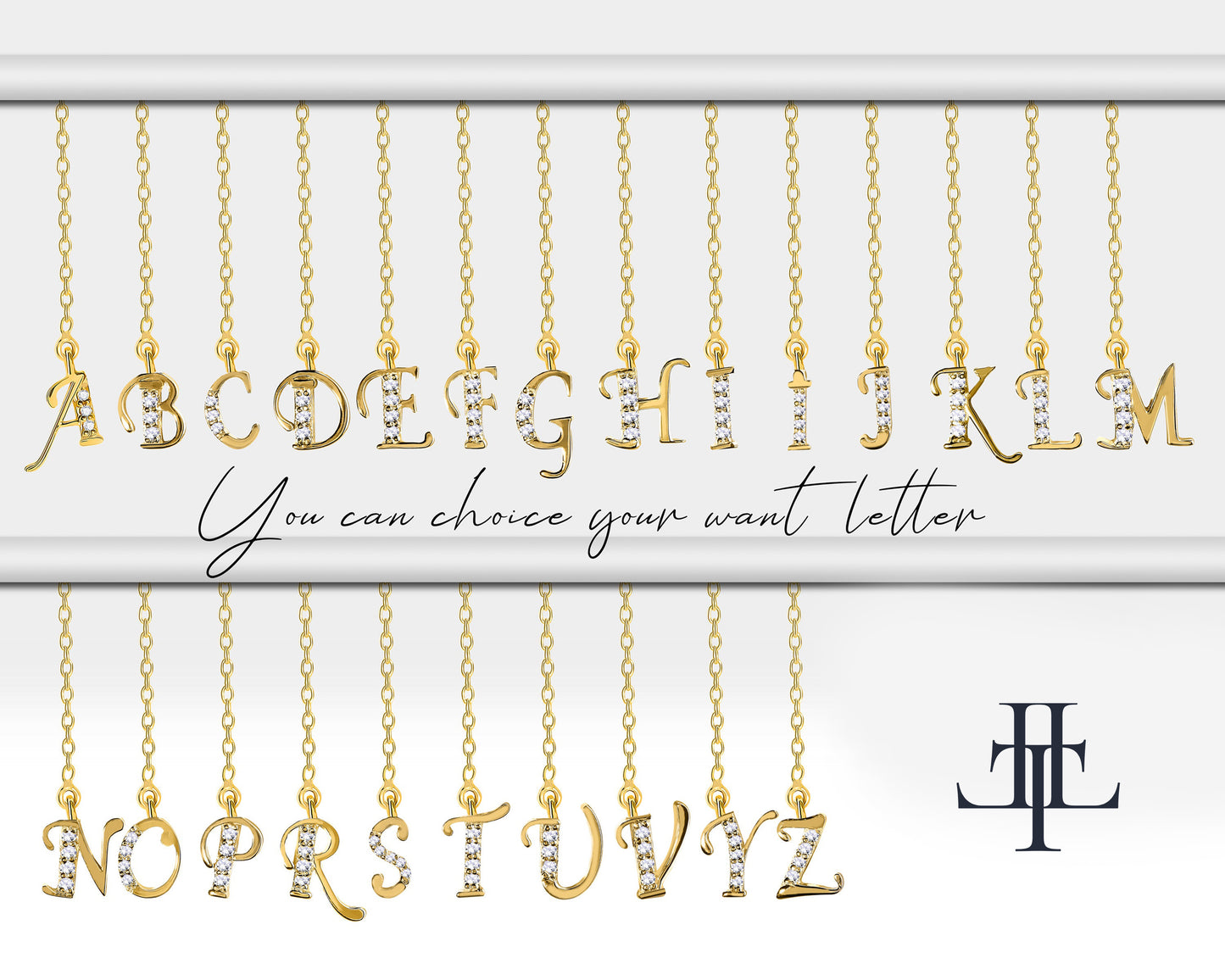 Sallantılı Pırlantalı Harf Küpe, 12 MM , 14K Sarı-Beyaz-Kırmızı Altın | LE00032D