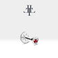 Kalp Yakutlu Piercing, 8 MM , 1.2 MM, 14K Sarı-Beyaz-Kırmızı Altın | LP00017R
