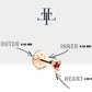 Kalp Yakutlu Piercing, 8 MM , 1.2 MM, 14K Sarı-Beyaz-Kırmızı Altın | LP00017R